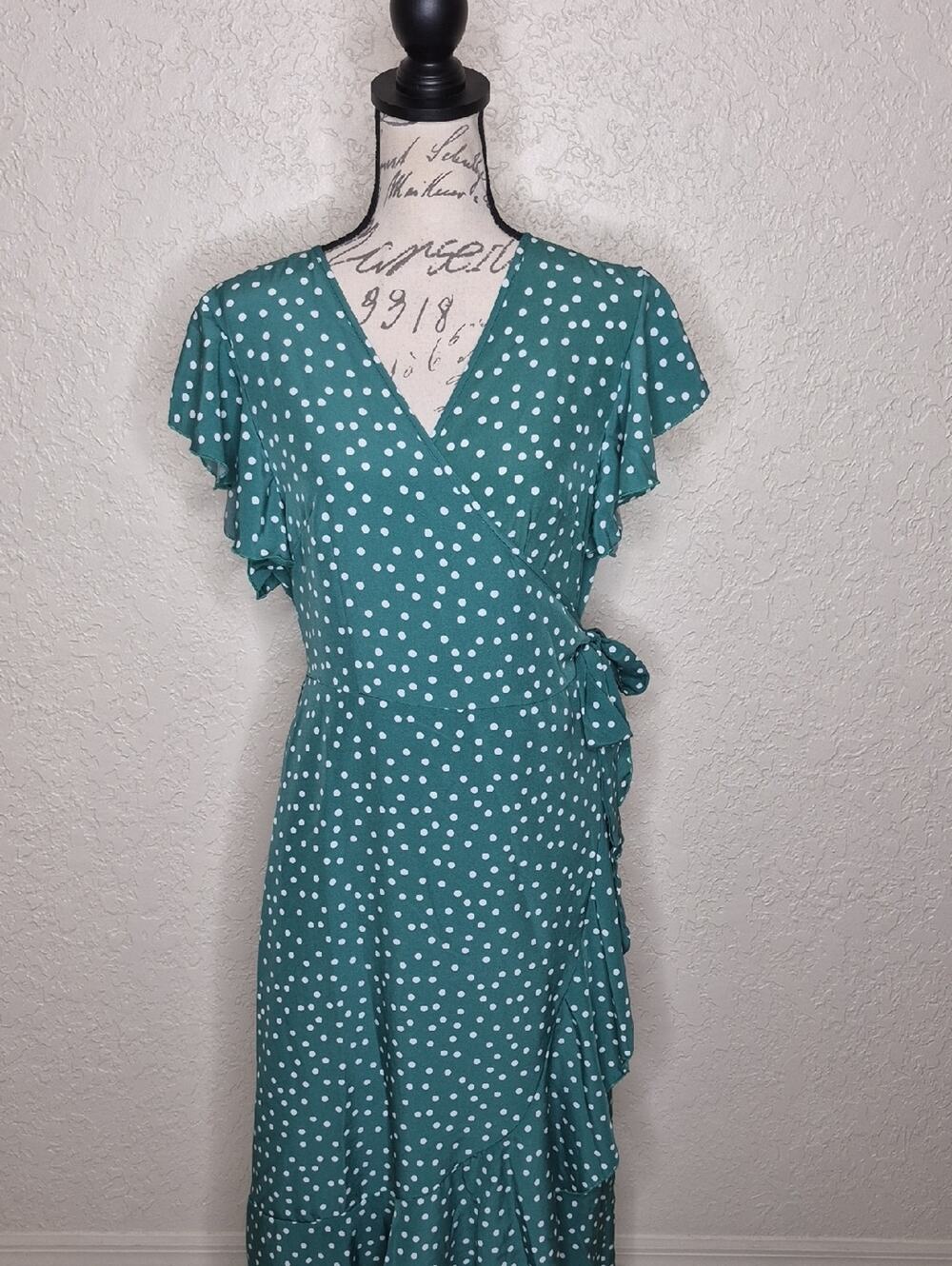 Dreimp Polka Dot Wrap Dress Size XL